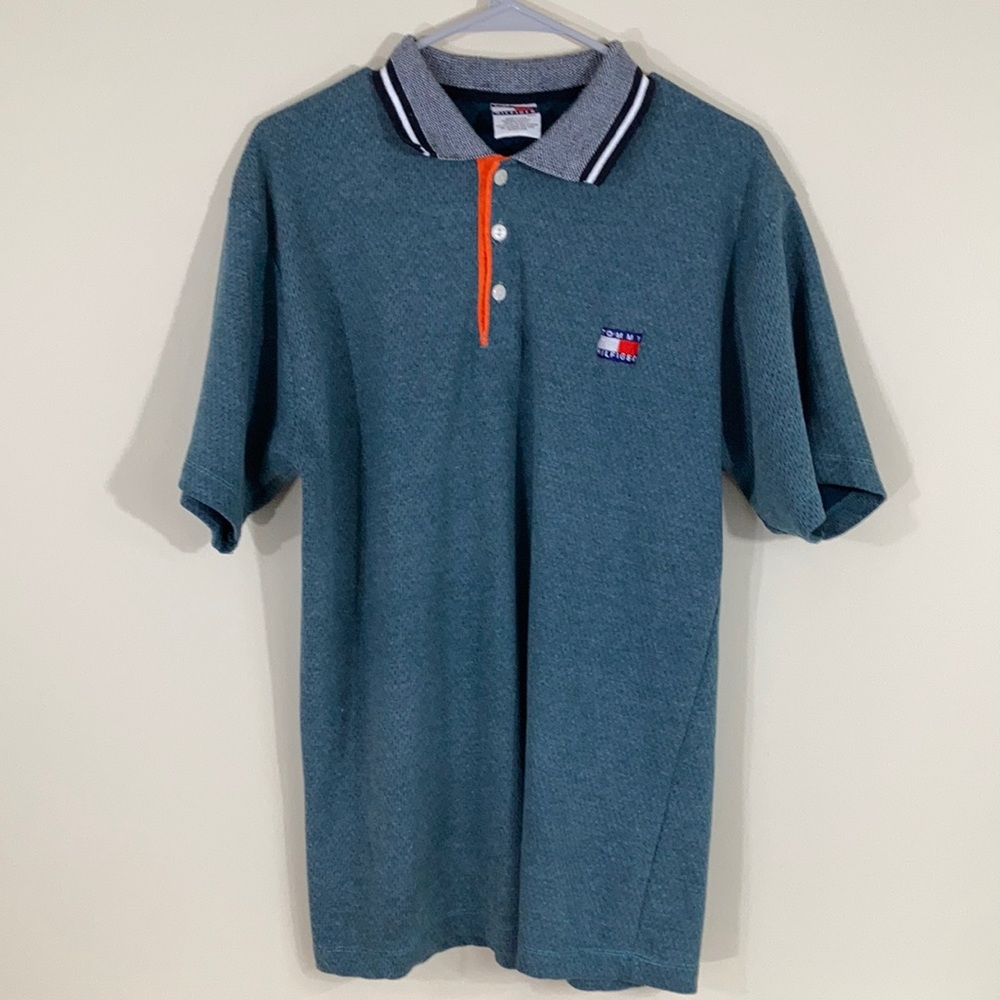 Vintage Tommy Hilfiger Gray Classic Polo Made in USA Size Large